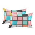 thumbnail image 1 of Yayeee Pillowcase King Size Set of 2 Satin Wrinkle Resistant Pillow Case, Colorful Checkered Pattern, 1 of 8
