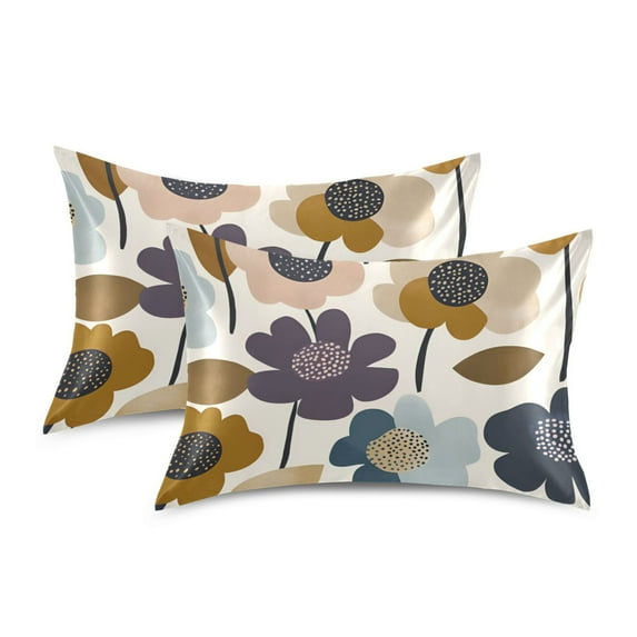 Yayeee Pillowcase King Size Set of 2 Satin Wrinkle Resistant Pillow Case, Colorful Floral