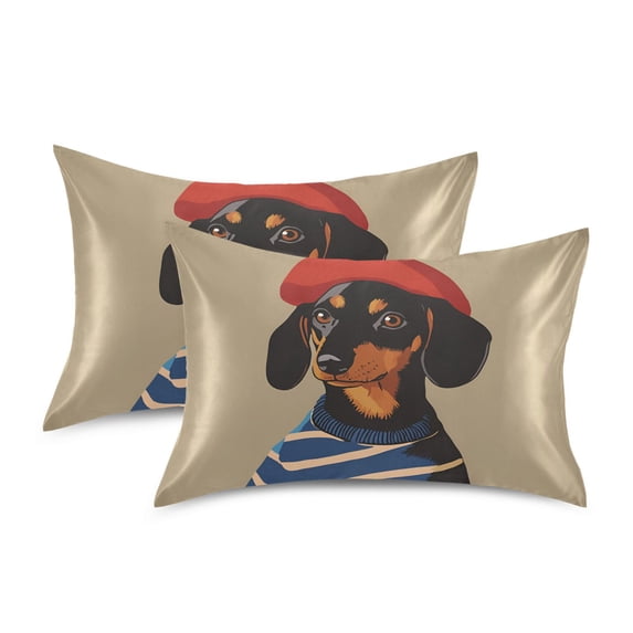 Yayeee Pillowcase King Size Set of 2 Satin Wrinkle Resistant Pillow Case, Dog Artist