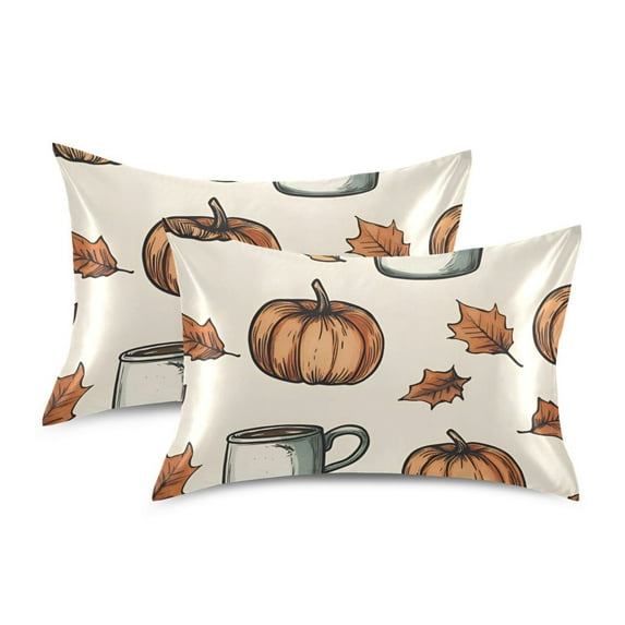 Yayeee Pillowcase King Size Set of 2 Satin Wrinkle Resistant Pillow Case, Fall Leaves