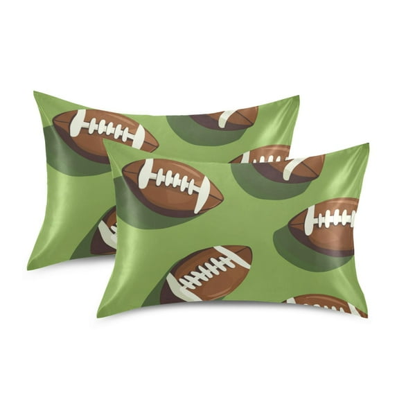 Yayeee Pillowcase King Size Set of 2 Satin Wrinkle Resistant Pillow Case, Game Day Footballs