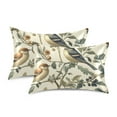 thumbnail image 1 of Yayeee Pillowcase King Size Set of 2 Satin Wrinkle Resistant Pillow Case, Green Birds, 1 of 7