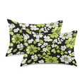 thumbnail image 1 of Yayeee Pillowcase King Size Set of 2 Satin Wrinkle Resistant Pillow Case, Green Flower Pattern, 1 of 8