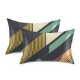 thumbnail image 1 of Yayeee Pillowcase King Size Set of 2 Satin Wrinkle Resistant Pillow Case, Green Geometric, 1 of 7