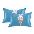 thumbnail image 1 of Yayeee Pillowcase King Size Set of 2 Satin Wrinkle Resistant Pillow Case, Ice Cream Cat, 1 of 7