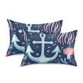 thumbnail image 1 of Yayeee Pillowcase King Size Set of 2 Satin Wrinkle Resistant Pillow Case, Light Blue Anchor, 1 of 7