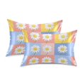 thumbnail image 1 of Yayeee Pillowcase King Size Set of 2 Satin Wrinkle Resistant Pillow Case, Light Blue Daisy, 1 of 8