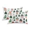 thumbnail image 1 of Yayeee Pillowcase King Size Set of 2 Satin Wrinkle Resistant Pillow Case, Orange Christmas House, 1 of 7