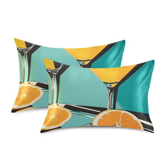 Yayeee Pillowcase King Size Set of 2 Satin Wrinkle Resistant Pillow Case, Orange Glasses