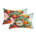 thumbnail image 1 of Yayeee Pillowcase King Size Set of 2 Satin Wrinkle Resistant Pillow Case, Pink Floral Tomatoes, 1 of 7