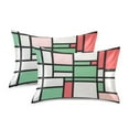 thumbnail image 1 of Yayeee Pillowcase King Size Set of 2 Satin Wrinkle Resistant Pillow Case, Red Abstract Geometric, 1 of 8