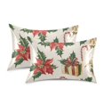 thumbnail image 1 of Yayeee Pillowcase King Size Set of 2 Satin Wrinkle Resistant Pillow Case, Red Christmas Poinsettia, 1 of 8