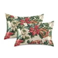 thumbnail image 1 of Yayeee Pillowcase King Size Set of 2 Satin Wrinkle Resistant Pillow Case, Red Christmas Poinsettia, 1 of 8