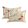 thumbnail image 1 of Yayeee Pillowcase King Size Set of 2 Satin Wrinkle Resistant Pillow Case, Red Floral Pattern, 1 of 7