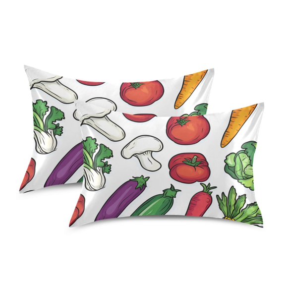 Yayeee Pillowcase King Size Set of 2 Satin Wrinkle Resistant Pillow Case, Red Vegetables Pattern