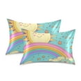 thumbnail image 1 of Yayeee Pillowcase King Size Set of 2 Satin Wrinkle Resistant Pillow Case, Retro Blue Rainbow, 1 of 7