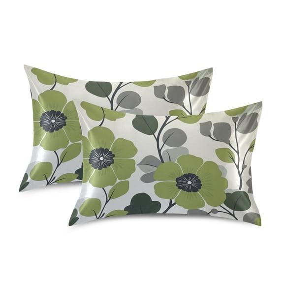 Yayeee Pillowcase King Size Set of 2 Satin Wrinkle Resistant Pillow Case, Retro Flower Print