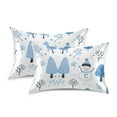 thumbnail image 1 of Yayeee Pillowcase King Size Set of 2 Satin Wrinkle Resistant Pillow Case, Simple Cartoon Snowmen, 1 of 8