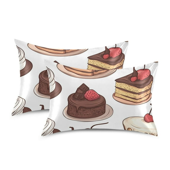 Yayeee Pillowcase King Size Set of 2 Satin Wrinkle Resistant Pillow Case, White Chocolate Cakes