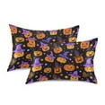 thumbnail image 1 of Yayeee Pillowcase Queen Size Set of 2 Satin Wrinkle Resistant Envelope Pillow Case, Black Halloween Pumpkin Pattern, 1 of 8
