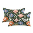 thumbnail image 1 of Yayeee Pillowcase Queen Size Set of 2 Satin Wrinkle Resistant Envelope Pillow Case, Blue Geometric Flowers, 1 of 8