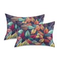 thumbnail image 1 of Yayeee Pillowcase Queen Size Set of 2 Satin Wrinkle Resistant Envelope Pillow Case, Blue Vibrant Leaves Pattern, 1 of 8