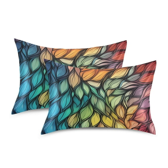 Yayeee Pillowcase Queen Size Set of 2 Satin Wrinkle Resistant Envelope Pillow Case, Colorful Dragon Scales Pattern
