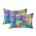 thumbnail image 1 of Yayeee Pillowcase Queen Size Set of 2 Satin Wrinkle Resistant Envelope Pillow Case, Colorful Geometric Pattern, 1 of 8