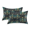 thumbnail image 1 of Yayeee Pillowcase Queen Size Set of 2 Satin Wrinkle Resistant Envelope Pillow Case, Gold Peacock Pattern, 1 of 8
