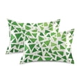 thumbnail image 1 of Yayeee Pillowcase Queen Size Set of 2 Satin Wrinkle Resistant Envelope Pillow Case, Green Dot Triangles Pattern, 1 of 8