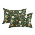 thumbnail image 1 of Yayeee Pillowcase Queen Size Set of 2 Satin Wrinkle Resistant Envelope Pillow Case, Green Flowers Pattern, 1 of 8