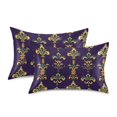 thumbnail image 1 of Yayeee Pillowcase Queen Size Set of 2 Satin Wrinkle Resistant Envelope Pillow Case, Purple Flowers Pattern, 1 of 8
