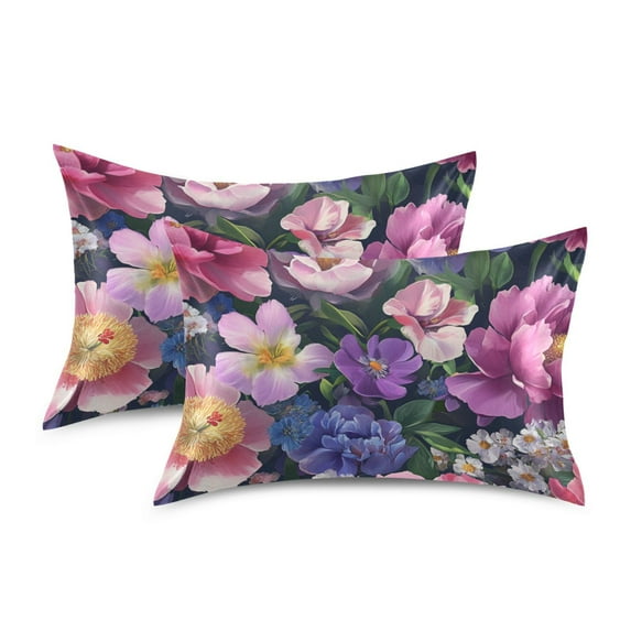 Yayeee Pillowcase Queen Size Set of 2 Satin Wrinkle Resistant Envelope Pillow Case, Soft Pinks Flowers