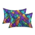 thumbnail image 1 of Yayeee Pillowcase Queen Size Set of 2 Satin Wrinkle Resistant Envelope Pillow Case, Vibrant Stained Glass Pattern, 1 of 8
