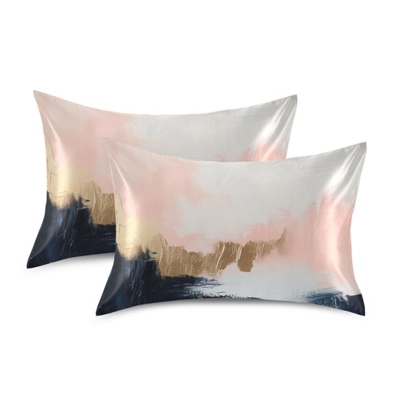 Yayeee Pillowcase Queen Size Set of 2 Satin Wrinkle Resistant Pillow Case, Abstract Landscape