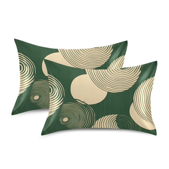 Yayeee Pillowcase Queen Size Set of 2 Satin Wrinkle Resistant Pillow Case, Beige Abstract