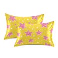 thumbnail image 1 of Yayeee Pillowcase Queen Size Set of 2 Satin Wrinkle Resistant Pillow Case, Big Pink Stars Pattern, 1 of 7