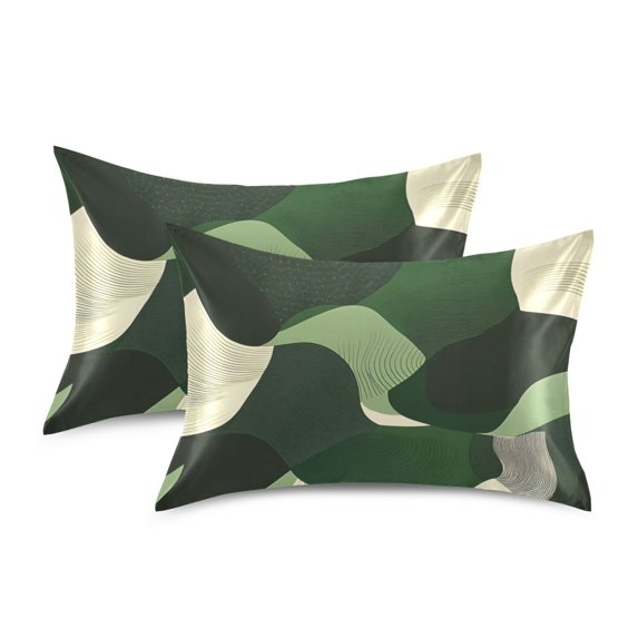 Yayeee Pillowcase Queen Size Set of 2 Satin Wrinkle Resistant Pillow Case, Black Abstract