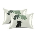thumbnail image 1 of Yayeee Pillowcase Queen Size Set of 2 Satin Wrinkle Resistant Pillow Case, Black Cat Umbrella, 1 of 7