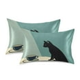 thumbnail image 1 of Yayeee Pillowcase Queen Size Set of 2 Satin Wrinkle Resistant Pillow Case, Black Cat, 1 of 7