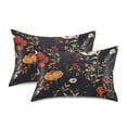 thumbnail image 1 of Yayeee Pillowcase Queen Size Set of 2 Satin Wrinkle Resistant Pillow Case, Black Floral Pattern, 1 of 7