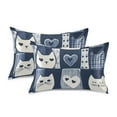 thumbnail image 1 of Yayeee Pillowcase Queen Size Set of 2 Satin Wrinkle Resistant Pillow Case, Blue Cats and Hearts, 1 of 7