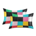 thumbnail image 1 of Yayeee Pillowcase Queen Size Set of 2 Satin Wrinkle Resistant Pillow Case, Blue Checkered Pattern, 1 of 8