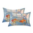 thumbnail image 1 of Yayeee Pillowcase Queen Size Set of 2 Satin Wrinkle Resistant Pillow Case, Blue Goldfish, 1 of 7