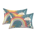 thumbnail image 1 of Yayeee Pillowcase Queen Size Set of 2 Satin Wrinkle Resistant Pillow Case, Blue Rainbow, 1 of 7