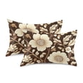 thumbnail image 1 of Yayeee Pillowcase Queen Size Set of 2 Satin Wrinkle Resistant Pillow Case, Brown Floral, 1 of 7