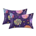 thumbnail image 1 of Yayeee Pillowcase Queen Size Set of 2 Satin Wrinkle Resistant Pillow Case, Candy Cosmic Swirls, 1 of 8