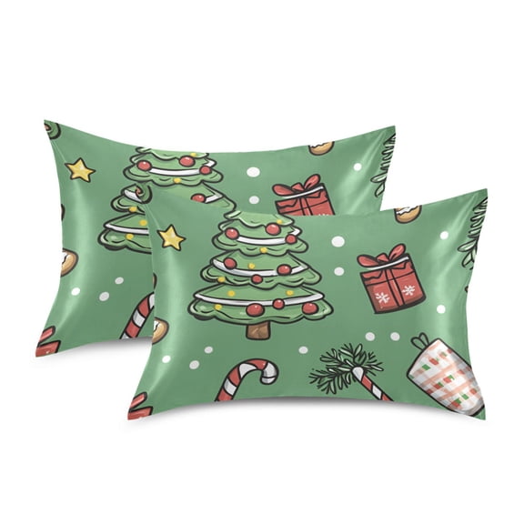 Yayeee Pillowcase Queen Size Set of 2 Satin Wrinkle Resistant Pillow Case, Christmas Cookies