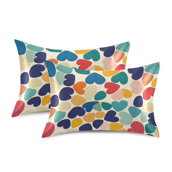 Yayeee Pillowcase Queen Size Set of 2 Satin Wrinkle Resistant Pillow Case, Colorful Clover Pattern