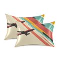 thumbnail image 1 of Yayeee Pillowcase Queen Size Set of 2 Satin Wrinkle Resistant Pillow Case, Colorful Plane Stripes, 1 of 7